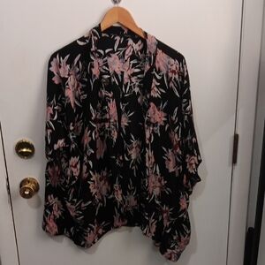 Talula Black and Pink Floral Blouse